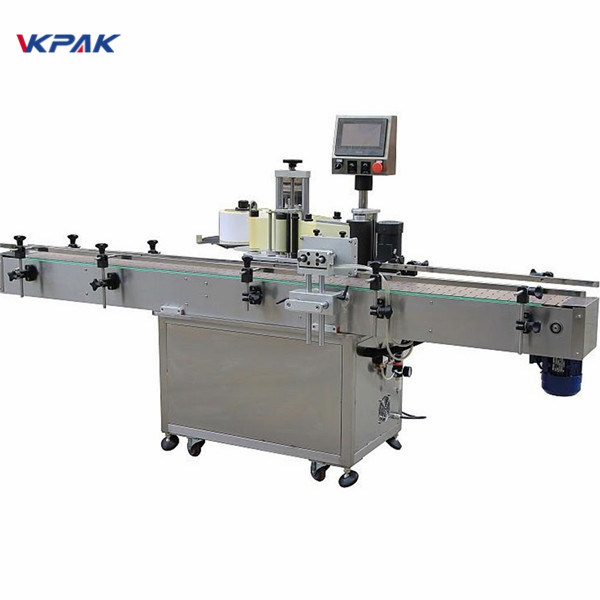 ස්වයංක්‍රීය තෙල් සිරස් ස්වයං මැලියම් වටකුරු බෝතල් ලේබල් කිරීමේ යන්ත්‍රය