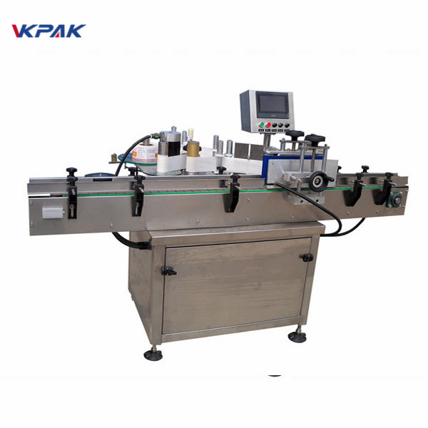 SUS304 සර්වෝ මෝටර් ස්වයංක්‍රීය වටකුරු බෝතල් ලේබල් කිරීමේ යන්ත්‍රය පීඑල්සී පාලනය