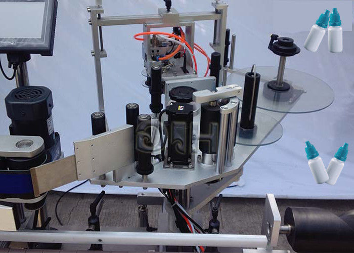 චයිනා ටොප් / බොටම් සයිඩ්ස් සිරස් ස්ටිකර් රවුම් බෝතල් ලේබල් කිරීමේ යන්ත්‍රය ස්වයංක්‍රීය සැපයුම්කරුවෙකු සමඟ